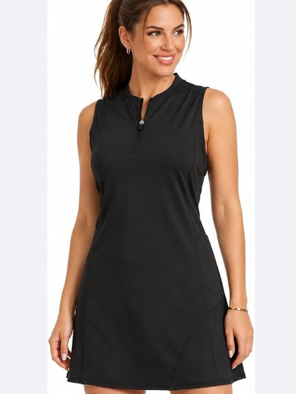Spyder Black Sleeveless Zip-Front Active Dress Size L